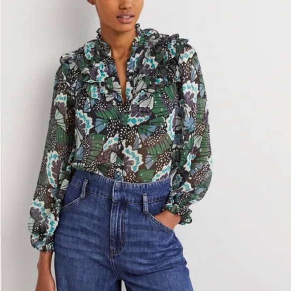 NWT Boden Ruffle Neck Shirt, US 12 - Picture 4 of 12